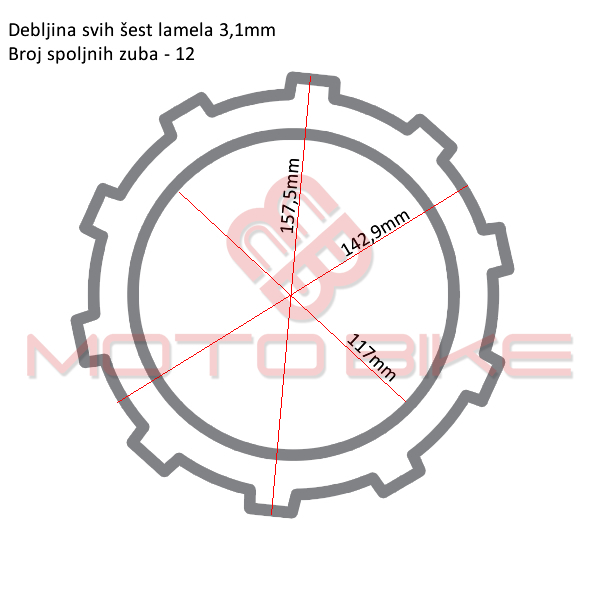 Clutch plate lining kit yamaha t-max 530cc (12-14)
