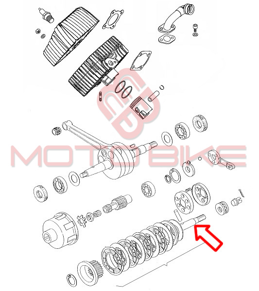 Clutch pin tomos apn6 new type l81 mm