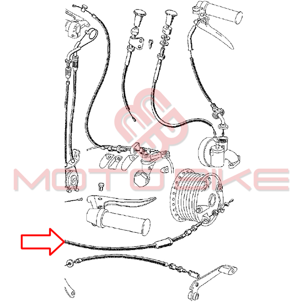 Front brake cable tomos t12 old type gray