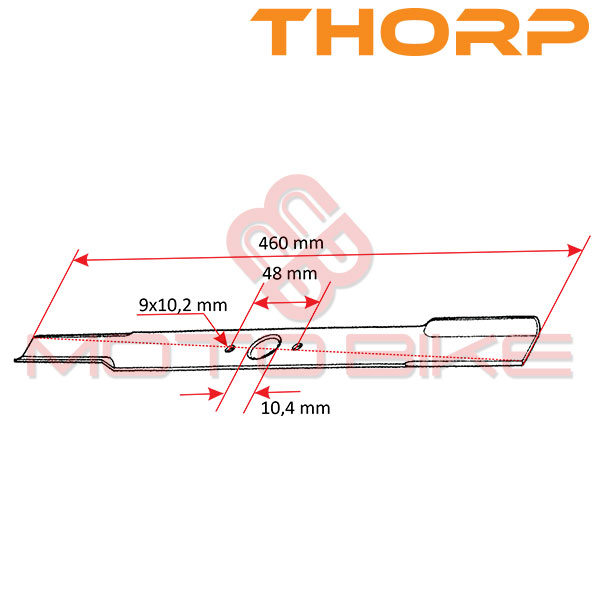 Lawnmower blade l 460 mm fi 10,4 thorp th46p
