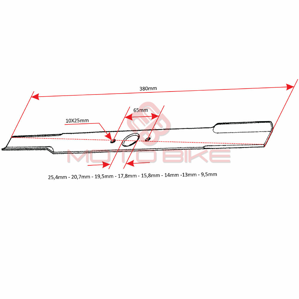 Noz kosacice l 380 mm fi 25,4 - 20,5 - 16,8 - 14,4 - 10 mm univerzalni thorp