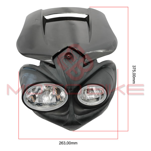 Headlight with visor kyoto black pla3001