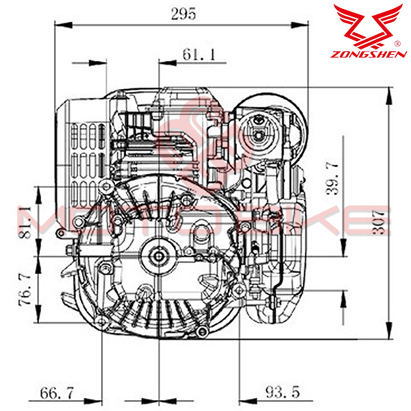 Motor kosacice zongshen 130cc ( 2,2 kw / 3 ks ) - radilica 22,2mm / 60mm