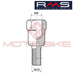 Adapter za retrovizor univerzalni sa M8 x 1,25mm na M10 x 1,25mm desni navoj  RMS