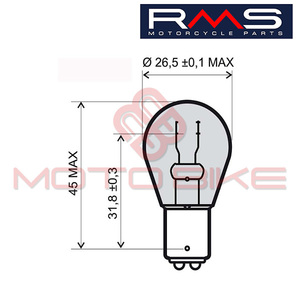 Red bulb 12V 21/5W Rms