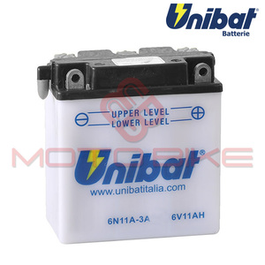 Battery UNIBAT 6V 11Ah with ACID 6N11A-3A right (122x62x132)