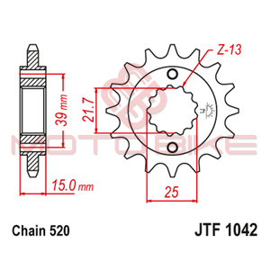 Lancanik prednji JT Kymco ATV  JTF1042-16 (520)16 zuba